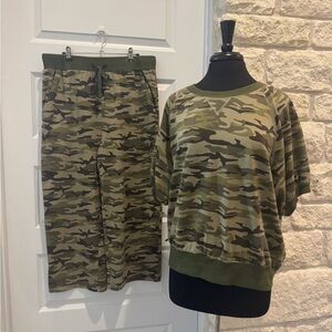 Another Love Olive Camouflage Top (XL) and Bottoms (L)